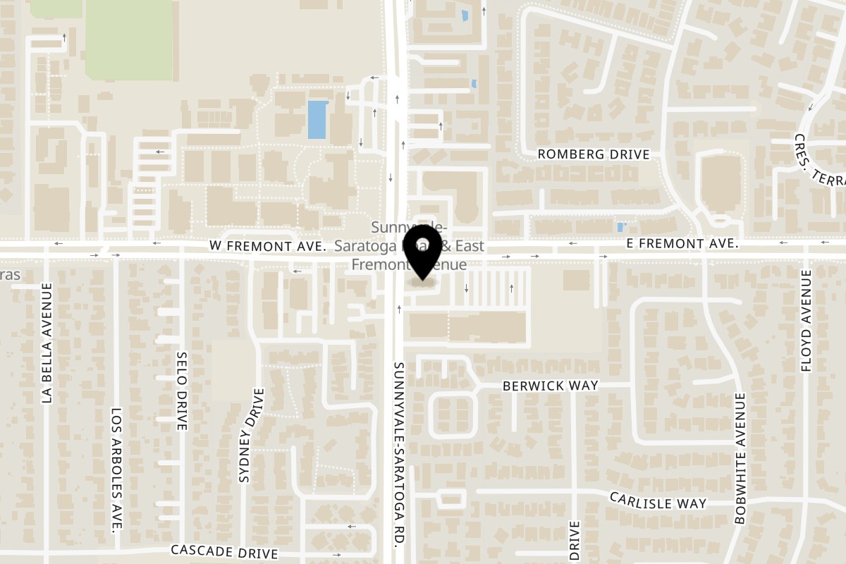 Map showing the location of Tacos Azteca on 1300 Sunnyvale Saratoga Rd in Sunnyvale